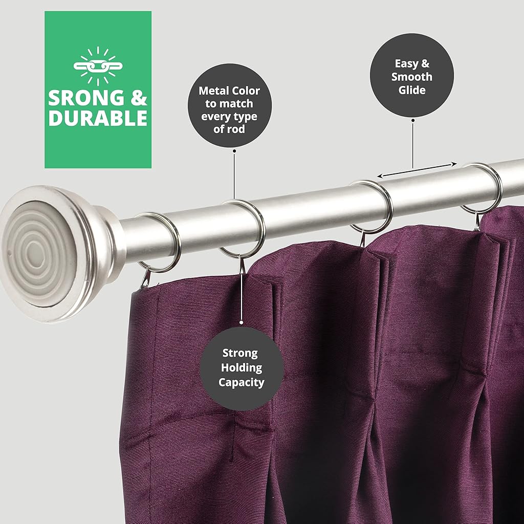 HASTHIP® Metal Curtain Rings 36PCS Bigger with 37mm Inner Diameter Eyelets for Window Rods Durable Rustproof Hooks for Drapes Bath Silver HASTHIP® Metal Curtain Rings 36PCS Bigger with 37mm Inner Diameter Eyelets for Window Rods Durable Rustproof Hooks for Drapes Bath Silver